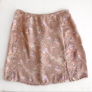 Blue Blush Leopard Floral Print Side Slit Skirt - size small